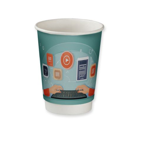 Double wall pe-cardboard cup 200ml, midi double wall cup