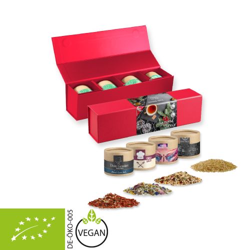 Rough spice mixture (category 2), ca. 40-160g, gift set premium red with 4 cardboard can mini