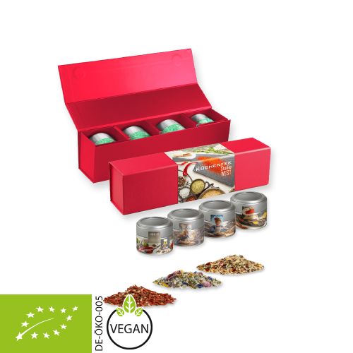 Rough spice mixture (category 3), ca. 140-440g, gift set premium red with 4 metal tin mini with window