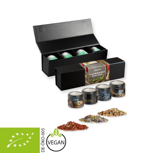 Rough spice mixture (category 2), ca. 64-260g, gift set premium black with 4 metal tin mini with window