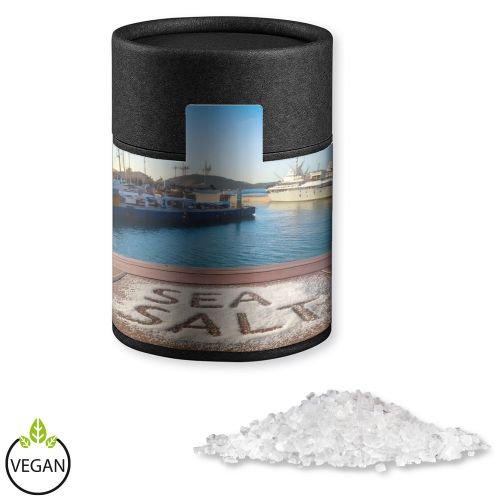 Sea salt, ca. 135g, cardboard can midi black