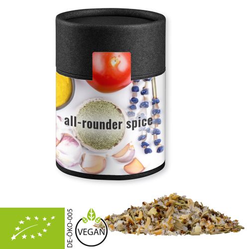 Organic all-rounder spice, ca. 75g, cardboard can midi black