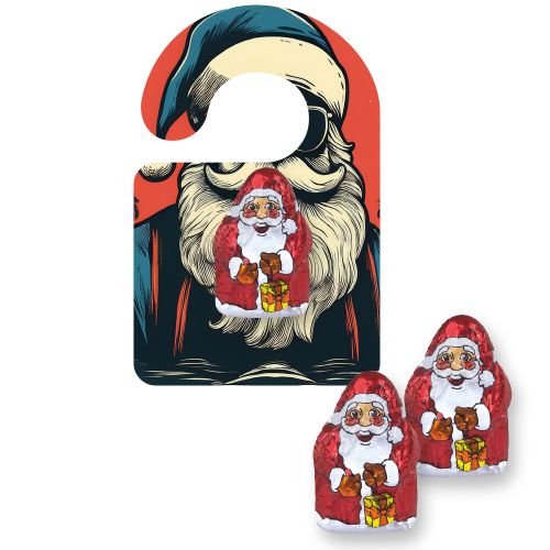 Chocolate mini Santa Claus, ca. 7g, express Mini flyer hanger with print