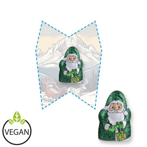 Chocolate mini Santa Claus (vegan), ca. 7g, express Mini flyer custom shaped with print
