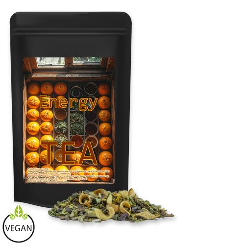 Mate tea orange, ca. 35g, midi stand up pouch black with label