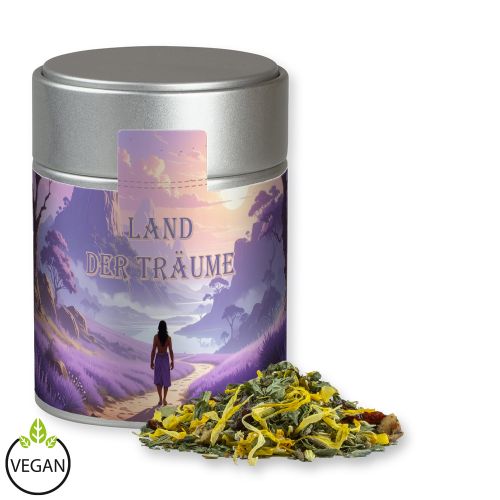 Herbal tea lavender, ca. 30g, metal tin midi silver