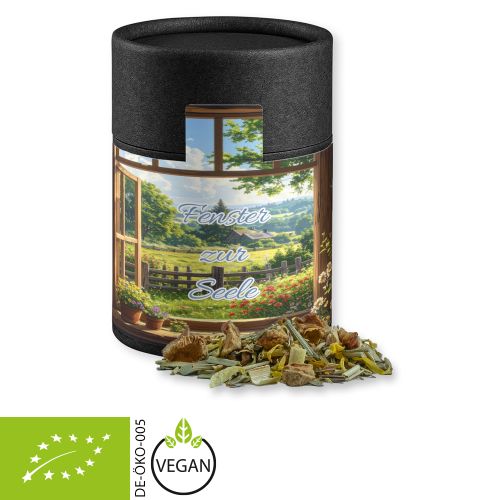 Organic herbal tea peace of mind, ca. 27g, cardboard can midi black