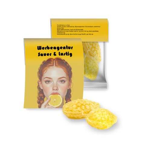Lemon sweets with vitamin D (vegan), ca. 17g, express midi bag with promotional flyer