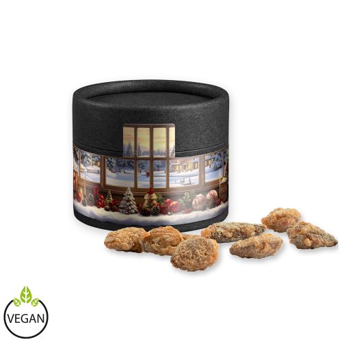 Burnt almonds with no added sugar (vegan), ca. 40g, cardboard can mini black